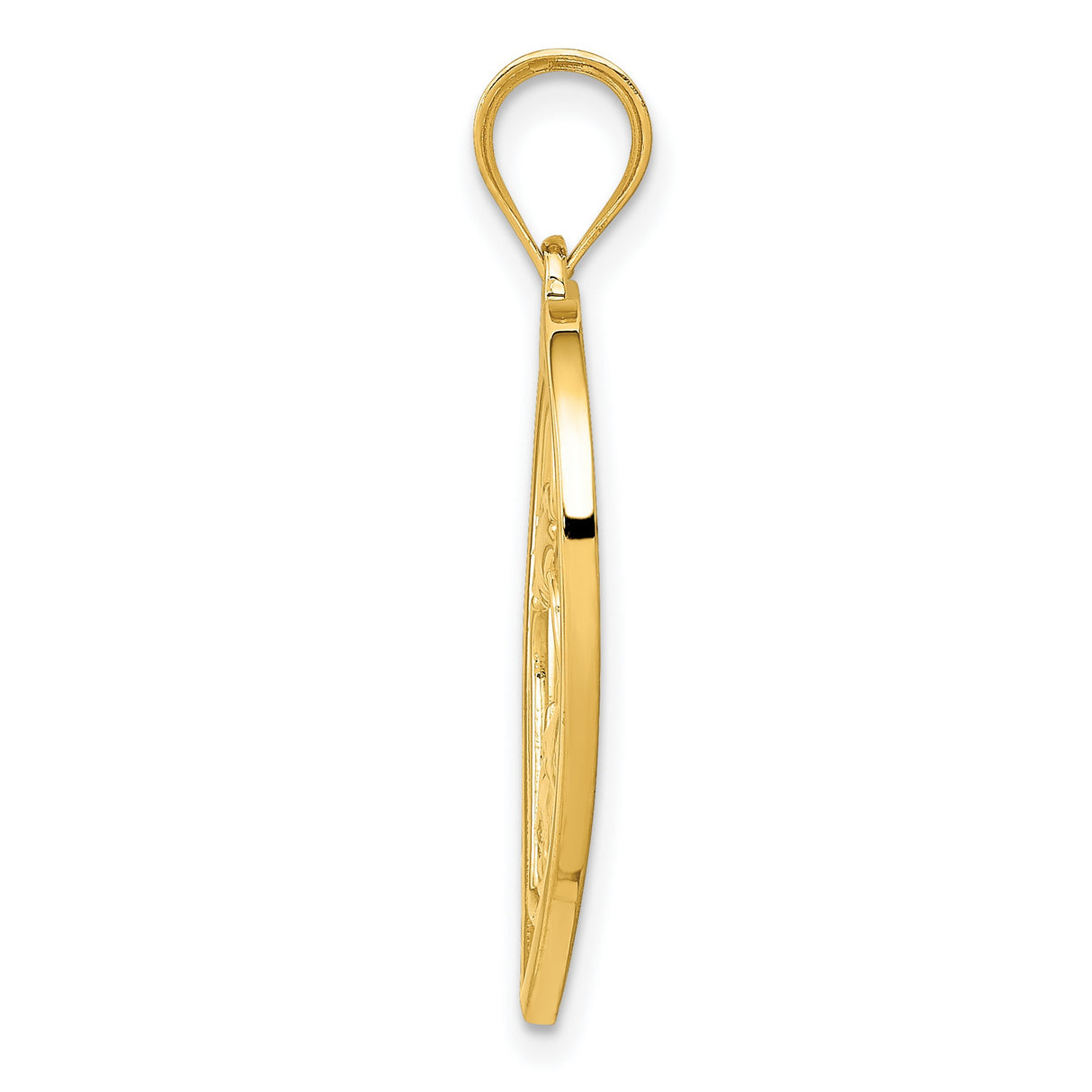 14k Yellow Gold Heart Pendant with Mother Holding Baby, Open Heart Family Theme Charm