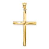 Accented Latin Cross Charm Pendant in Real 14k Yellow Gold