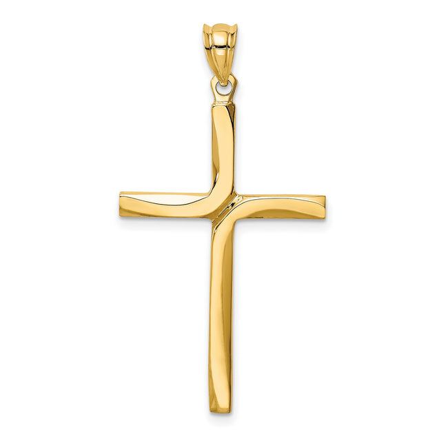 Accented Latin Cross Charm Pendant in Real 14k Yellow Gold