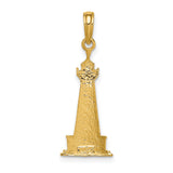14k Multi-Tone Gold Lighthouse Pendant with Rhodium Detail, Nautical Coastal Charm