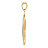 14k Yellow Gold and Rhodium Starfish Pendant, Two-Tone Nautical Marine Life Charm for Women