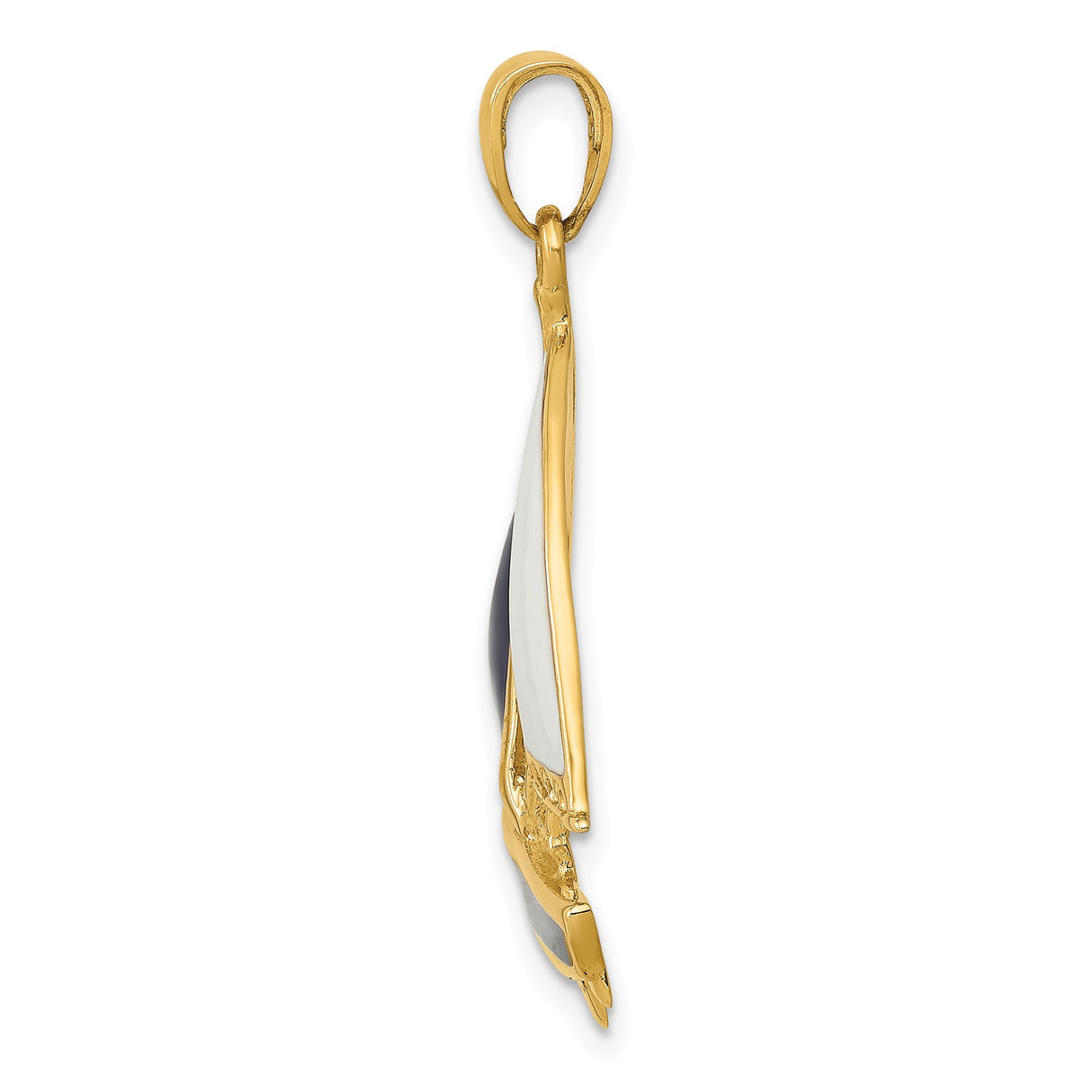 14k Yellow Gold Sailboat Pendant with Blue and White Enamel, Nautical Coastal Theme