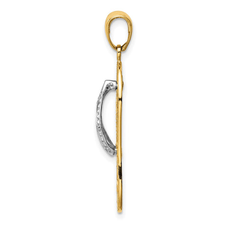 14k Two-Tone Gold Flip-Flop Pendant with Starfish Accents, Nautical Beach Charm