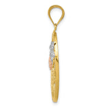 14k Two-Tone Gold Oval Pendant with Rose Gold Ladybug and Floral Garden Theme