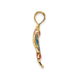 14k Yellow Gold Butterfly Pendant with Blue Pink White Enamel Accents, Nature Inspired Design