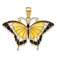 14k Yellow Gold Butterfly Pendant with Black, White, and Yellow Enamel Wings