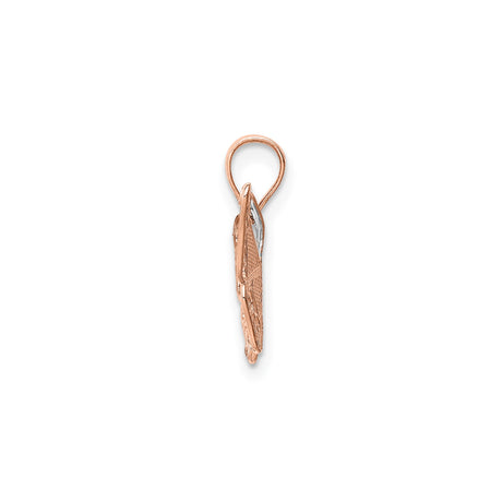 14k Rose Gold Butterfly Pendant with Filigree Wings and Diamond-Cut Accents