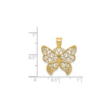 14k Yellow Gold Butterfly Pendant with Filigree Detailing, Nature-Inspired Feminine Design