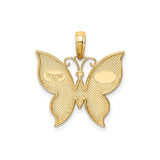 14k Multi-Tone Gold Butterfly Pendant with Intricate Filigree Design for Women