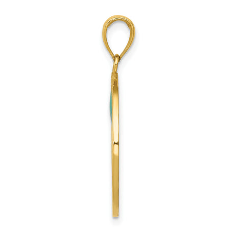 14k Yellow Gold Tree of Life Pendant with Green and Red Enamel, Zen Yoga Inspired Charm for Women