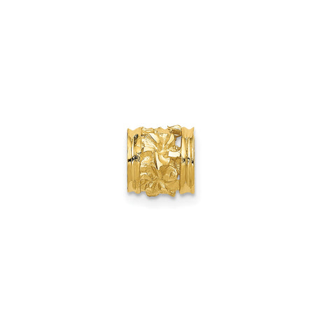 14k Yellow Gold Charm Bead with Organic Texture and Abstract Cutout Design