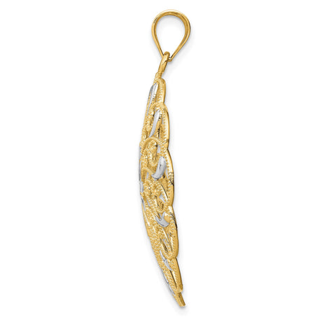 14k Multi-Tone Gold Filigree Pendant, Floral Mandala Design, Bohemian Style Jewelry for Women