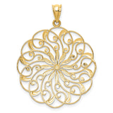 14k Multi-Tone Gold Filigree Pendant, Floral Mandala Design, Bohemian Style Jewelry for Women