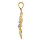 14k Multi-Tone Gold Medallion Pendant with Filigree Floral Starburst and Milgrain Detailing