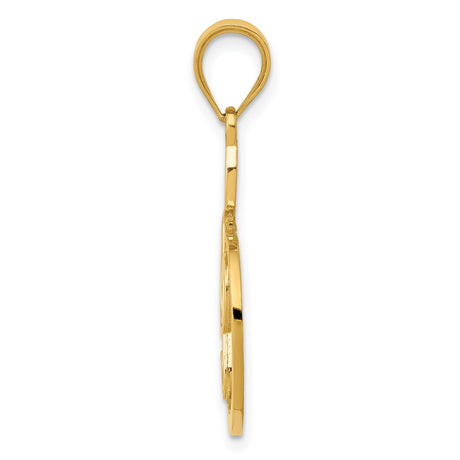 14k Yellow Gold Treble Clef Pendant, Musical Note Cutout Charm for Women or Unisex Wear
