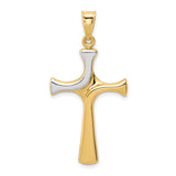 Latin Cross Charm Pendant in Real 14k Multi-Tone Gold