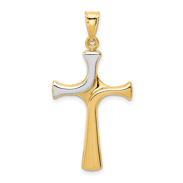 Latin Cross Charm Pendant in Real 14k Multi-Tone Gold