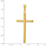 Hollow Latin Cross Charm Pendant in Real 14k Yellow Gold