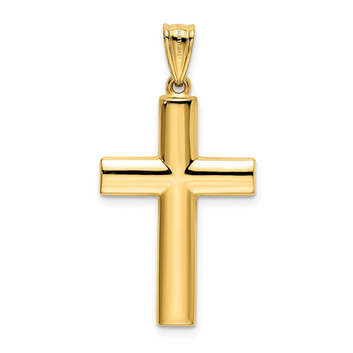 14k Yellow Gold Latin Cross Pendant, Reversible Diamond Cut High Polish Faith Jewelry