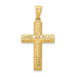 14k Yellow Gold Latin Cross Pendant, Reversible Diamond Cut High Polish Faith Jewelry