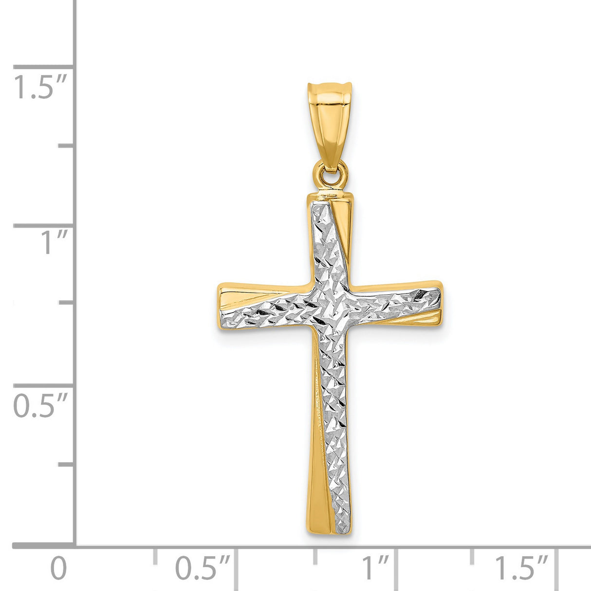 Latin Cross Charm Pendant in Real 14k Multi-Tone Gold