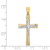 Latin Cross Charm Pendant in Real 14k Multi-Tone Gold