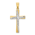 Latin Cross Charm Pendant in Real 14k Multi-Tone Gold