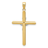 Hollow INRI Latin Crucifix With Angled Tips Charm Pendant in Real 14k Multi-Tone Gold