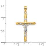 Hollow INRI Latin Crucifix With Angled Tips Charm Pendant in Real 14k Multi-Tone Gold