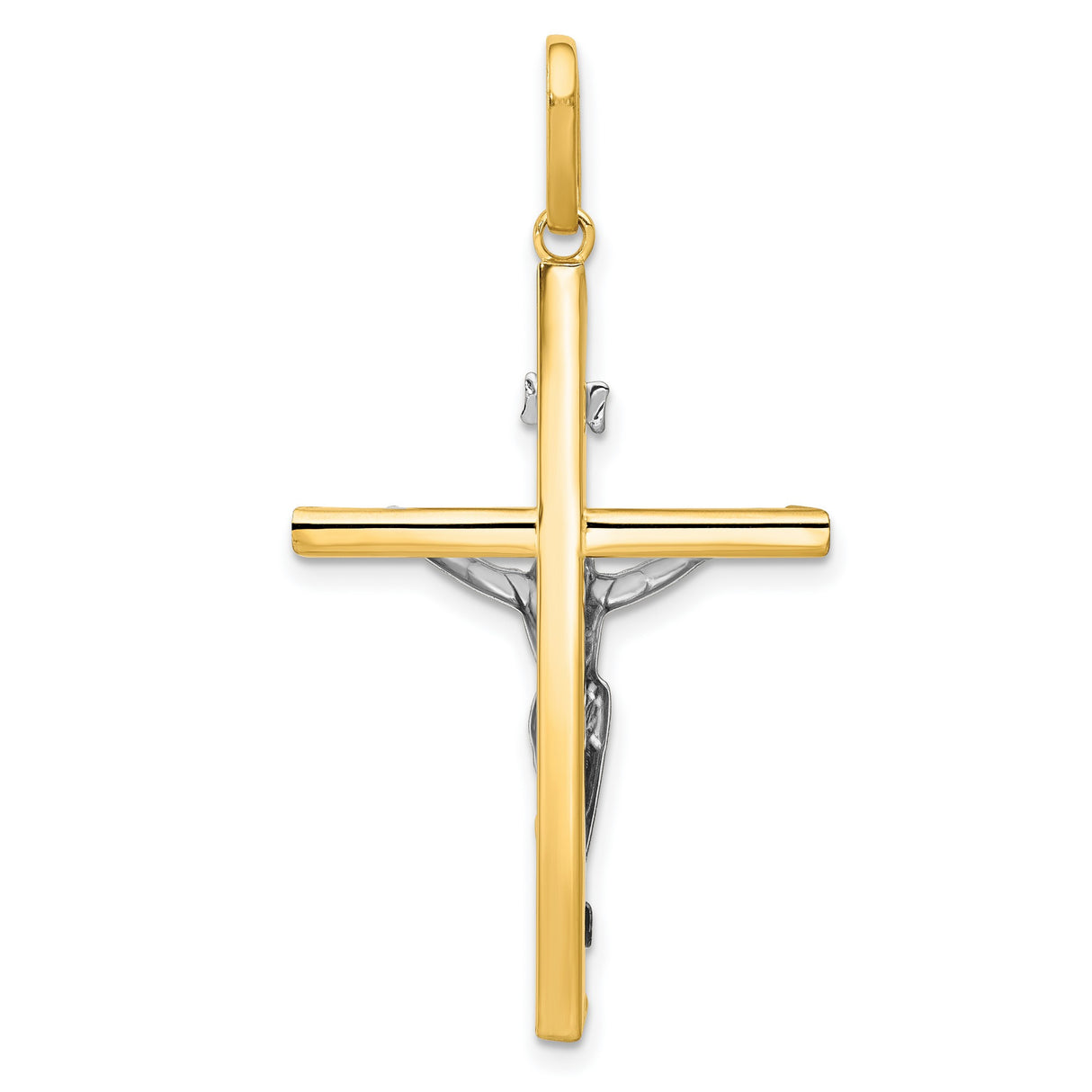 INRI Crucifix Charm Pendant in Real 14k Multi-Tone Gold