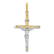 INRI Crucifix Charm Pendant in Real 14k Multi-Tone Gold