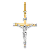 INRI Crucifix Charm Pendant in Real 14k Multi-Tone Gold