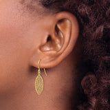14k Yellow Gold Dangle Earrings with Marquise Filigree Scrollwork Design, Vintage Style for Women
