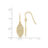 14k Yellow Gold Dangle Earrings with Marquise Filigree Scrollwork Design, Vintage Style for Women