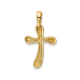 14k Yellow Gold Curved Cross Pendant, Polished Religious Charm, Minimalist Faith Jewelry for Men and Women