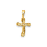 14k Yellow Gold Cross Pendant, Minimalist Latin Cross with Polished Finish for Men and Women