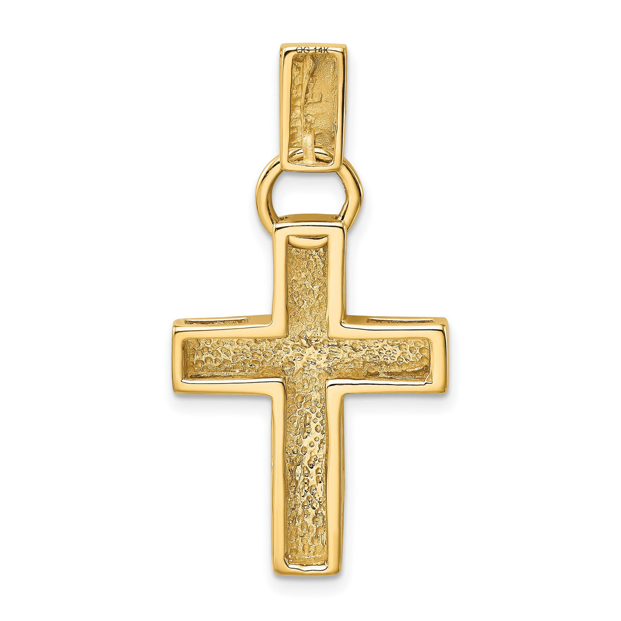 Hollow Latin Cross Charm Pendant in Real 14k Yellow Gold