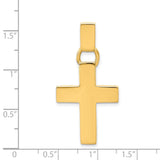 Hollow Latin Cross Charm Pendant in Real 14k Yellow Gold