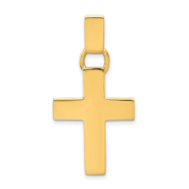 Hollow Latin Cross Charm Pendant in Real 14k Yellow Gold