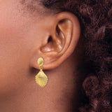 14k Yellow Gold Dangle Earrings with Scallop and Seashell Motifs, Ocean-Inspired Coastal Style