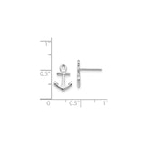 14k White Gold Anchor Stud Earrings, Polished Nautical Design, Symbolizing Hope and Strength