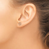 14k Two-Tone Gold Peace Sign Stud Earrings, Polished Rose and Yellow Gold, Boho Style