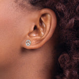14k White Gold Stud Earrings with Cut-Out Peace Symbol Design, Unisex Minimalist Style