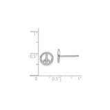 14k White Gold Stud Earrings with Cut-Out Peace Symbol Design, Unisex Minimalist Style
