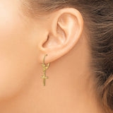 14k Yellow Gold Cross Pendant with Heart Center and Textured Floral Motif
