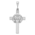 Flat Back Claddagh Symbol Latin Cross Charm Pendant in Real 14k White Gold