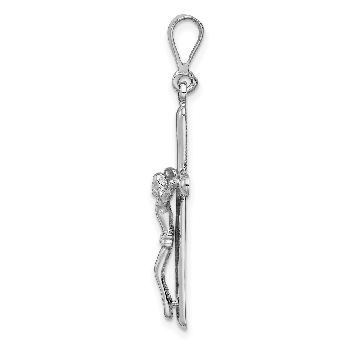 Latin Crucifix Charm Pendant in Real 14k White Gold