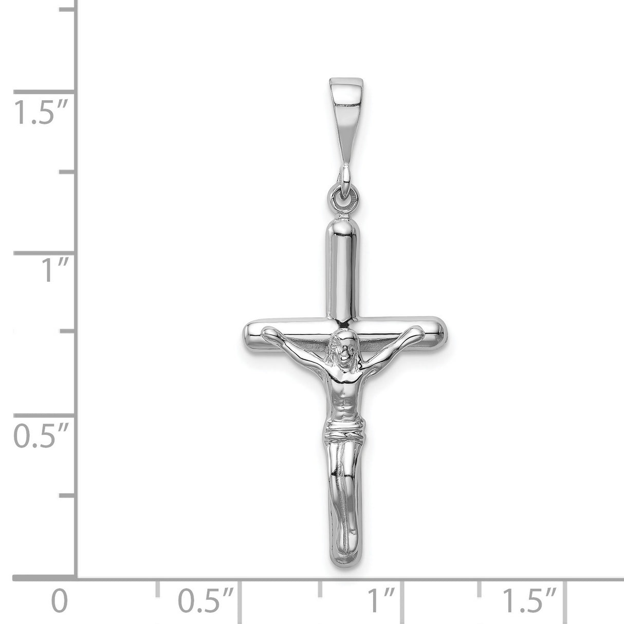 Latin Crucifix Charm Pendant in Real 14k White Gold