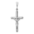 Latin Crucifix Charm Pendant in Real 14k White Gold