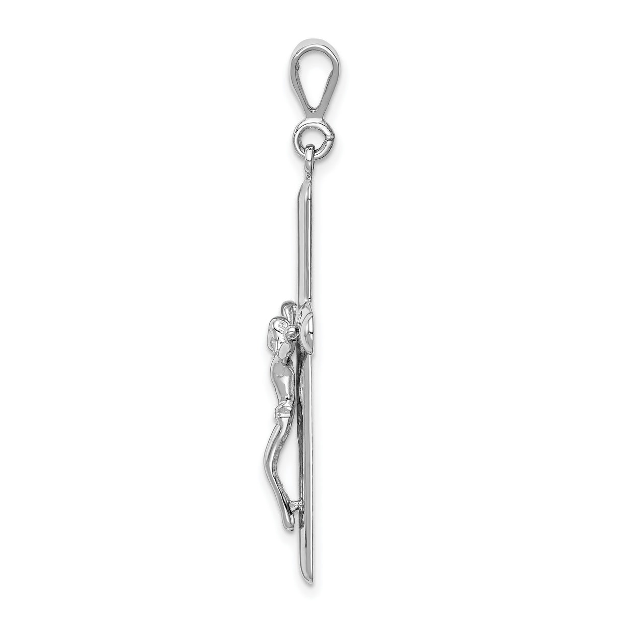 Latin Crucifix Charm Pendant in Real 14k White Gold